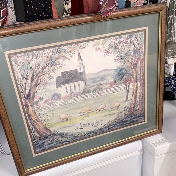 The Lord is my shepherd Framed Church and Pasture Art Print - Picture 2 of 6